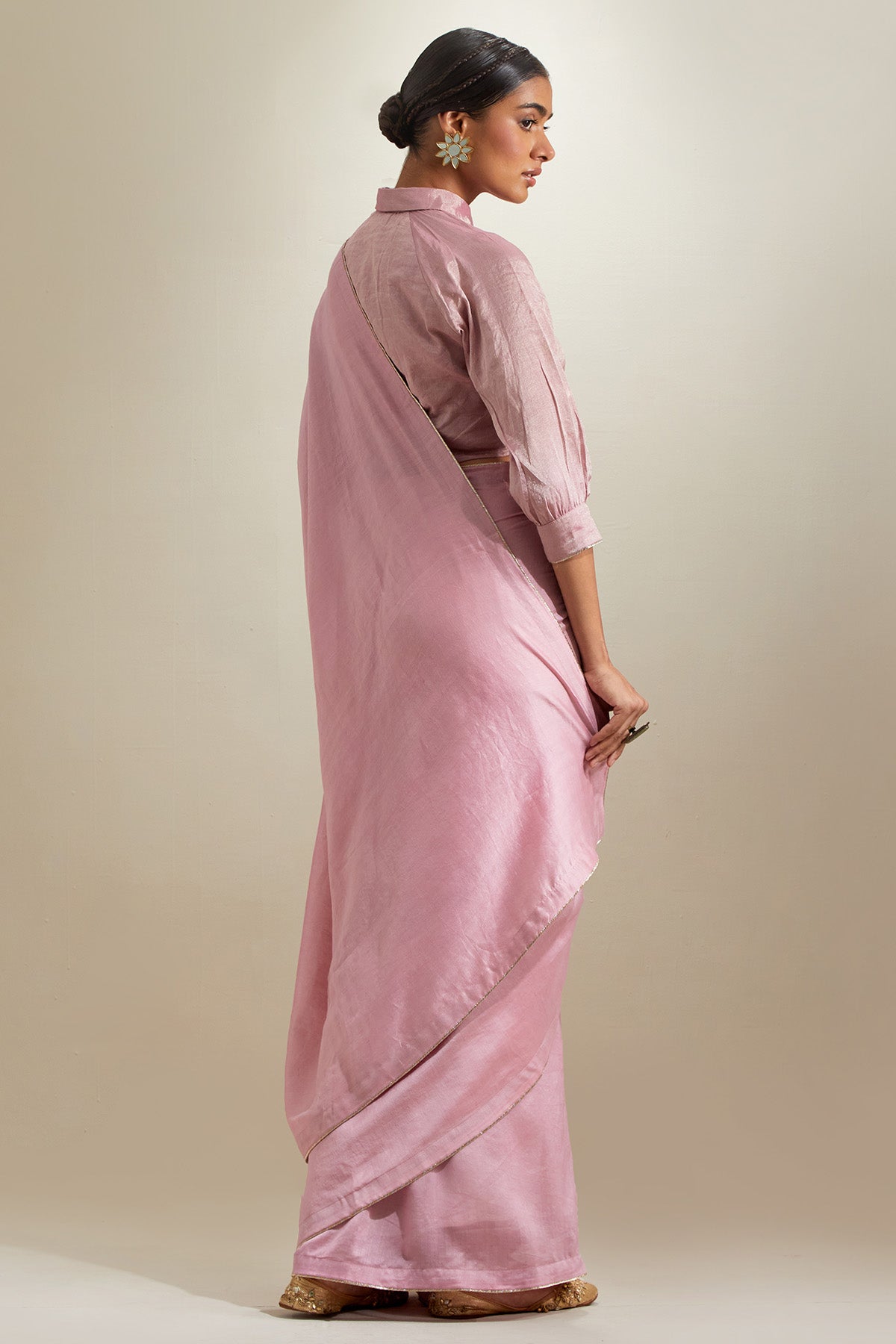 Light Pink Chanderi Zari Saree