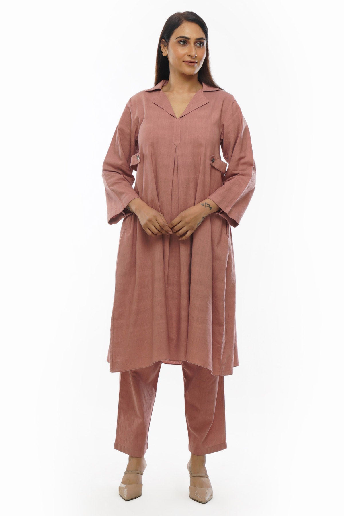 Light Pink Collar Kurta & Pants