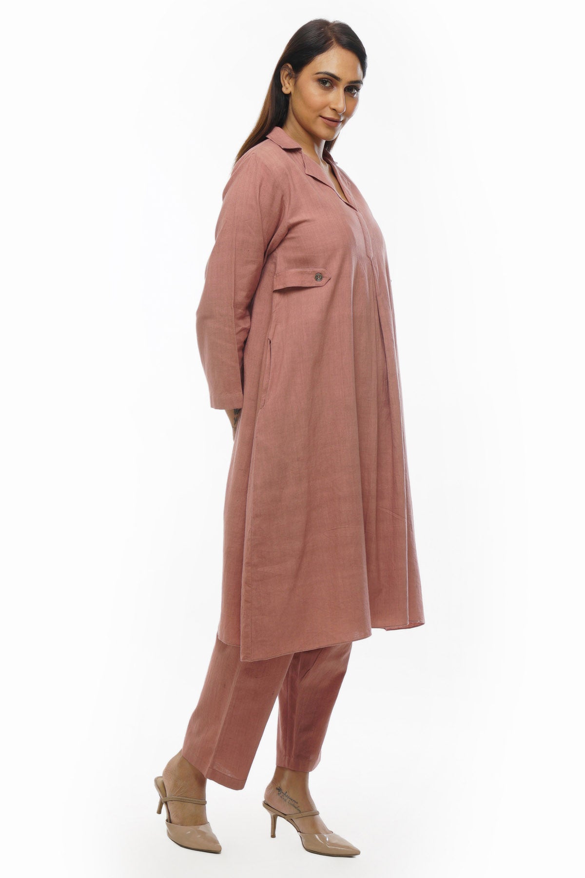 Light Pink Collar Kurta & Pants