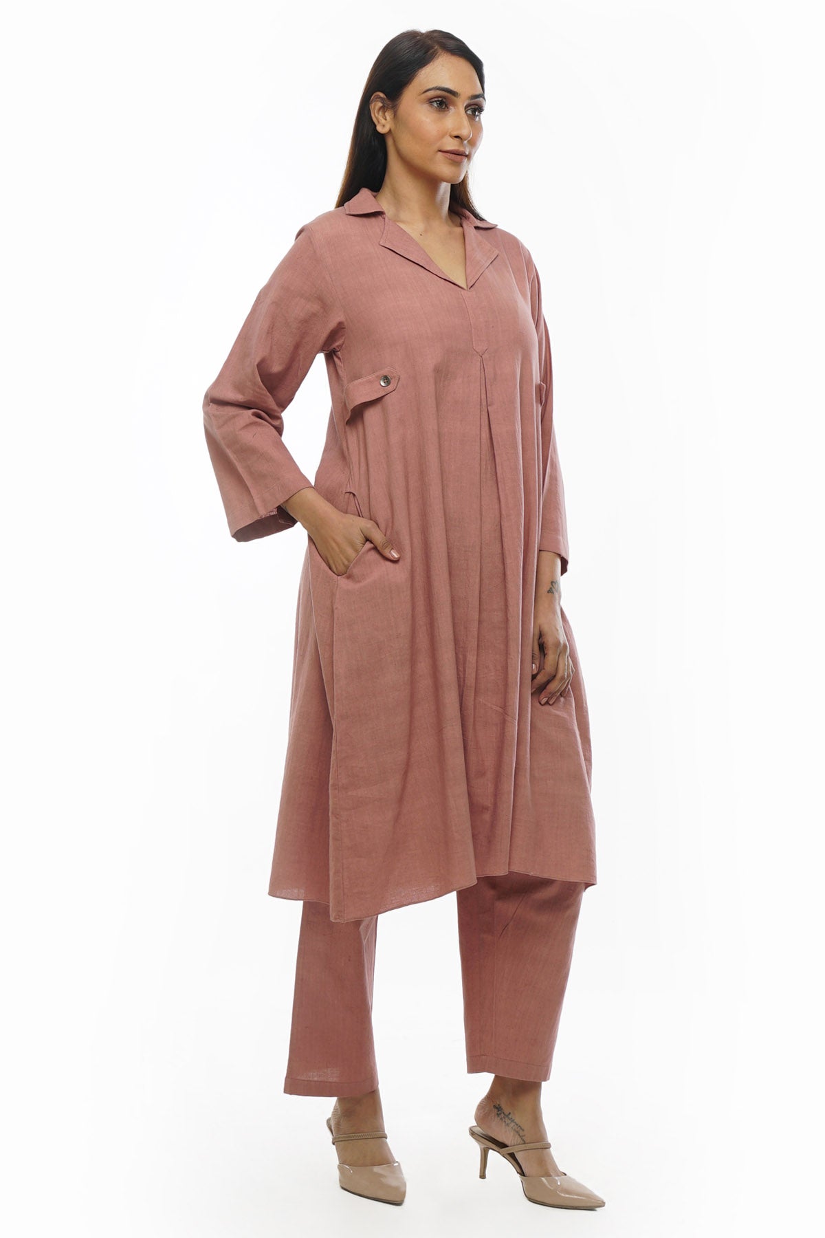 Light Pink Collar Kurta & Pants