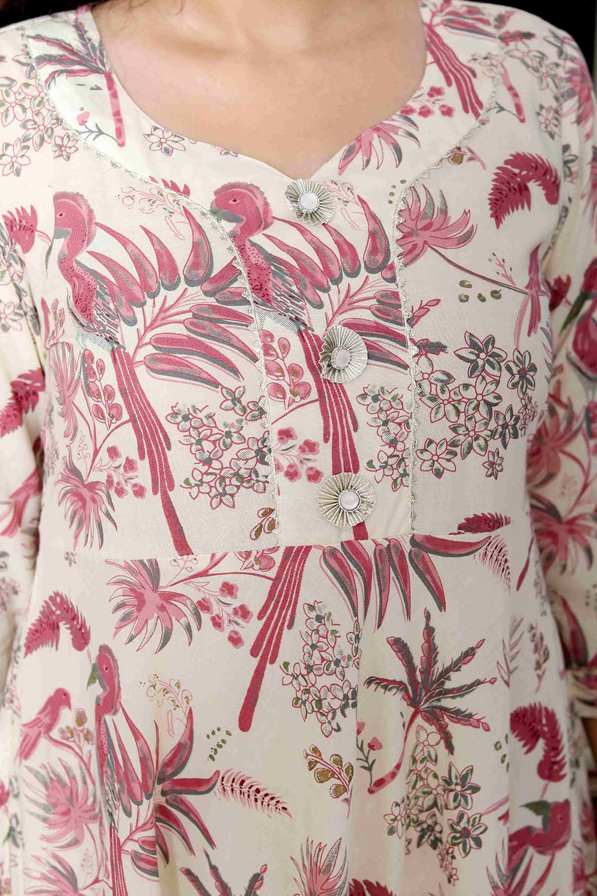 Light Pink Cotton Flared Kurta