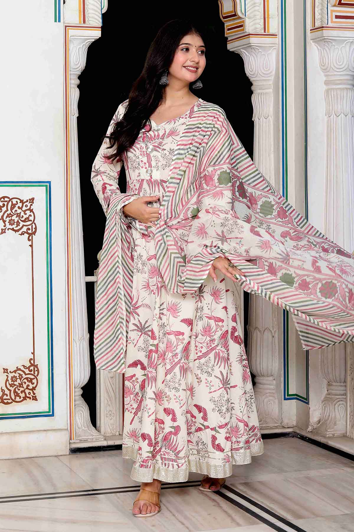 Light Pink Print Kurta & Dupatta