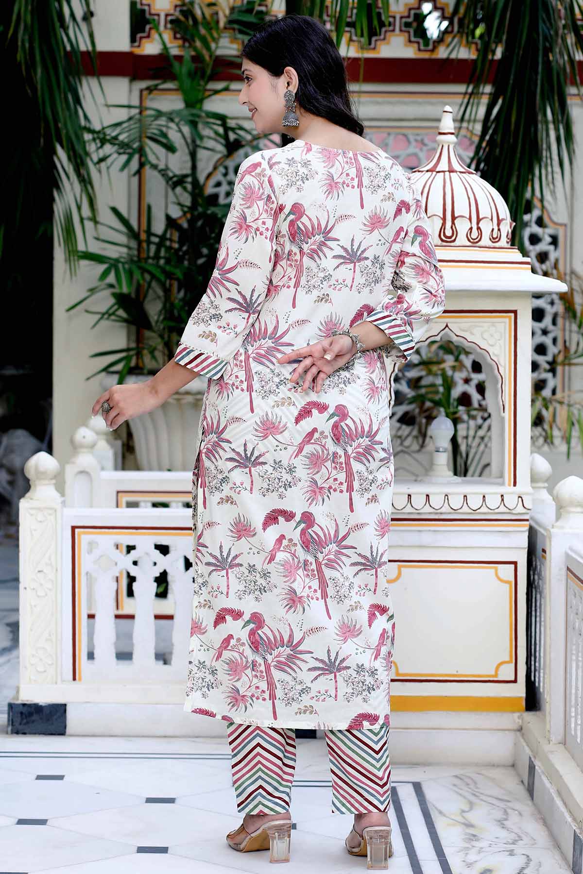 Light Pink Print Kurta & Palazzo