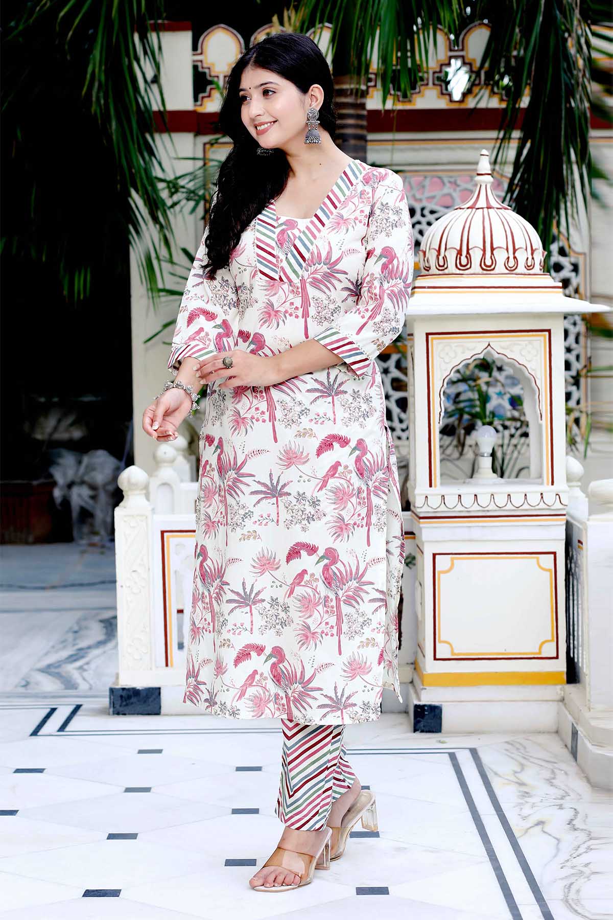 Light Pink Print Kurta & Palazzo