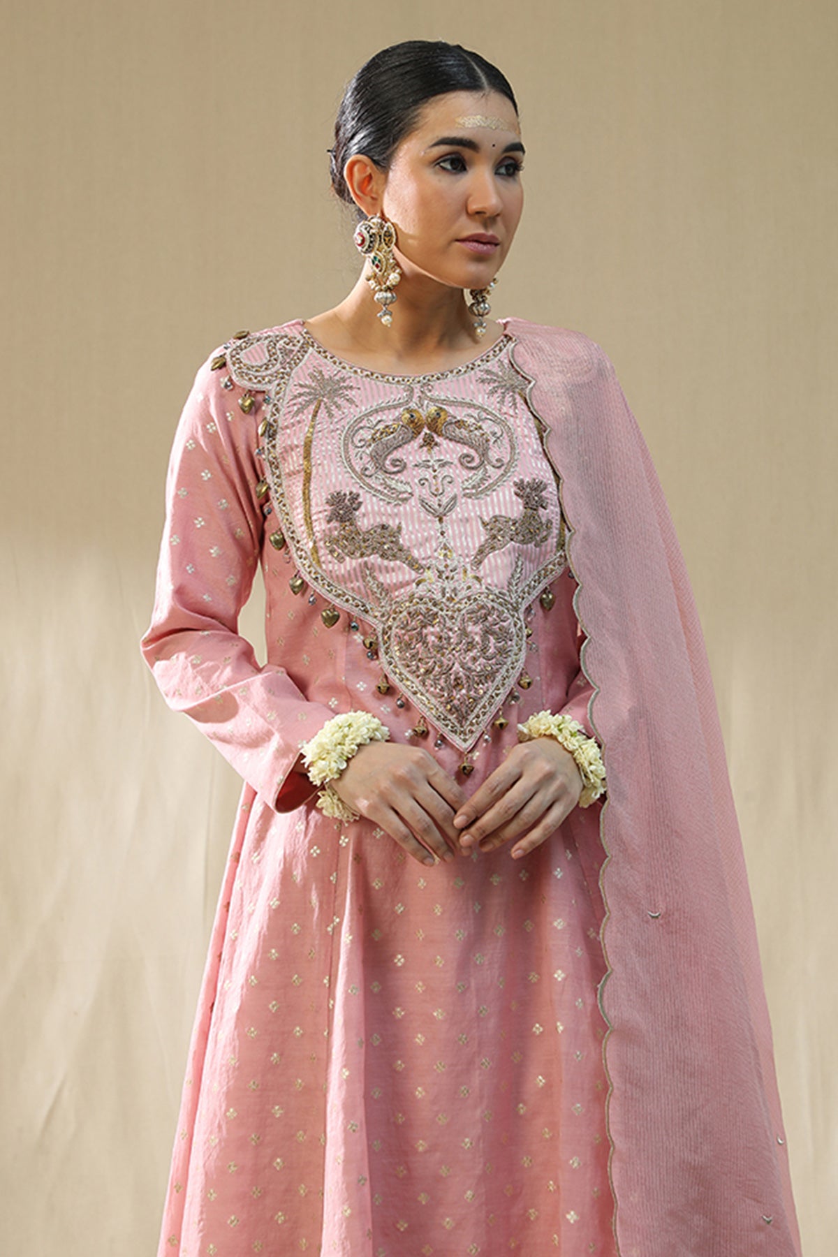 Light Pink Round Neck Kurta Set