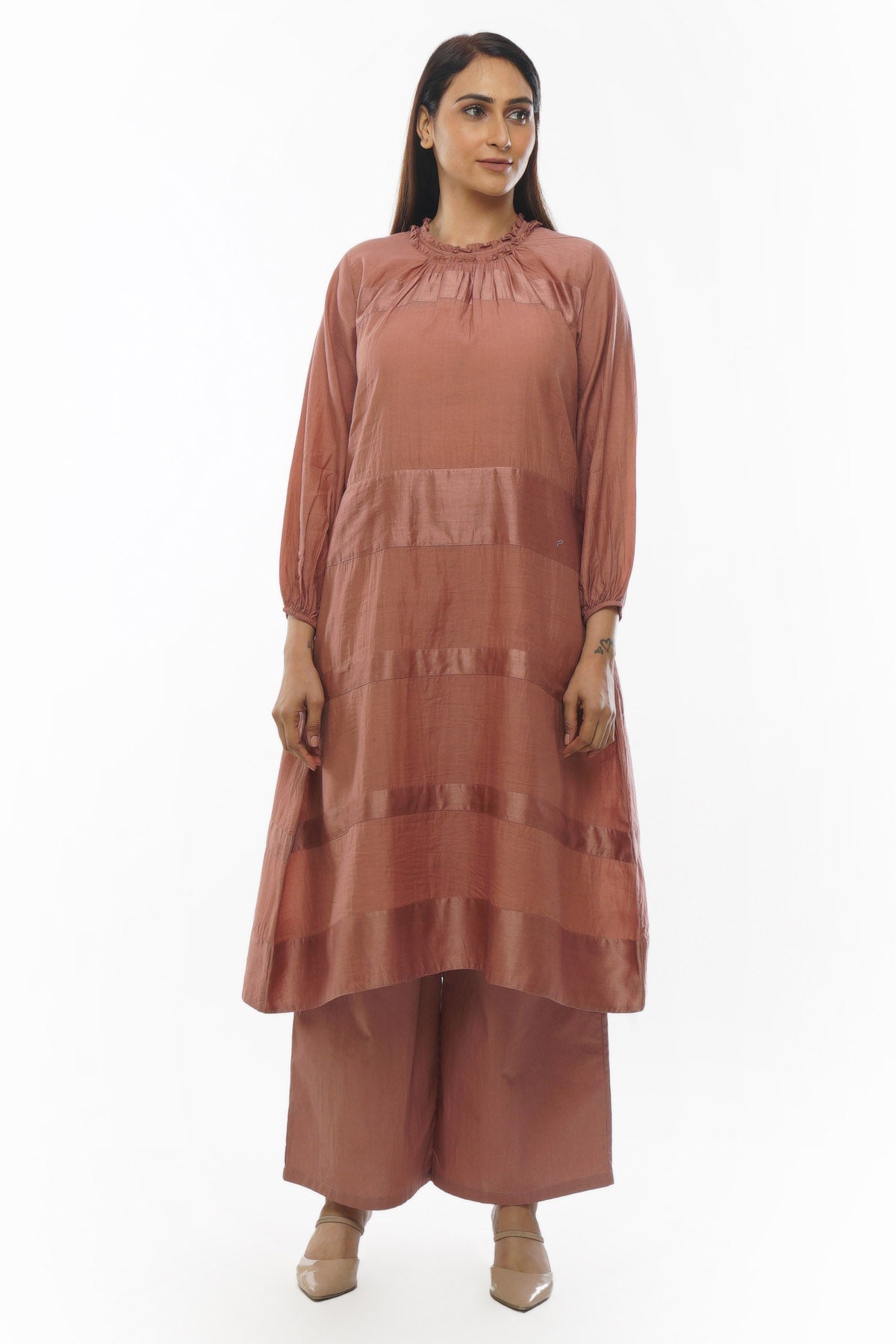 Khat Clothing Light Pink Stripe Kurta & Pants for women online at ScrollnShops