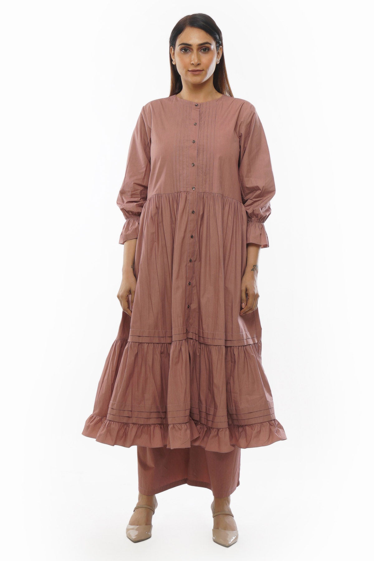 Light Pink Tiered Kurta & Pants