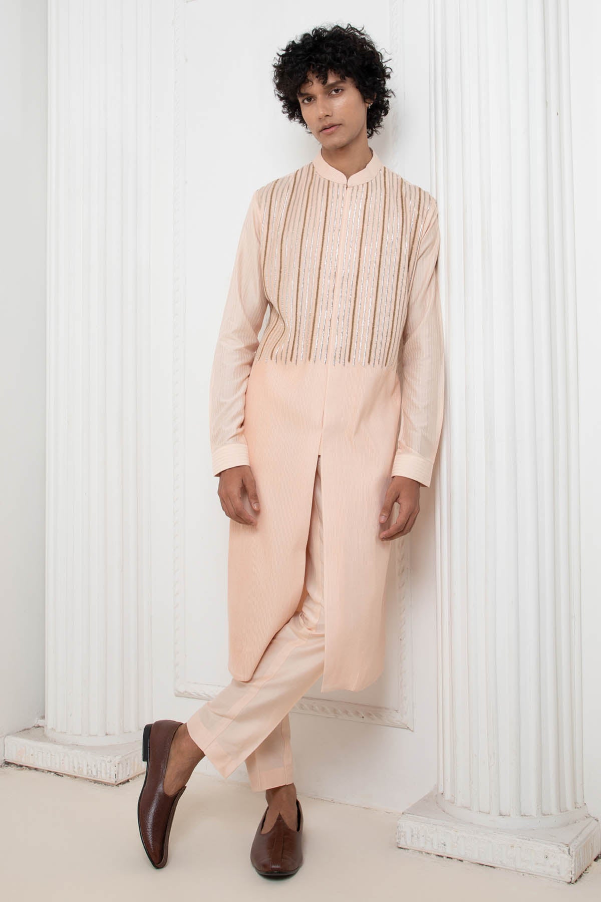 Buy Light Pink Zardosi Kurta Set Online