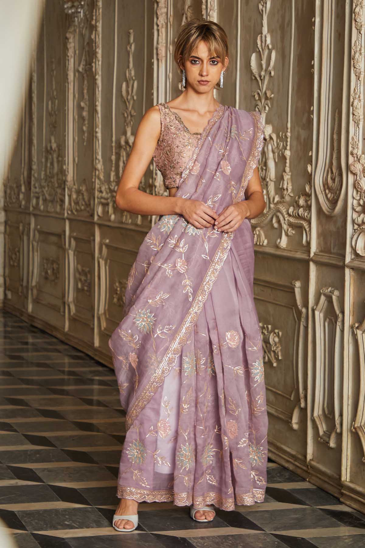 Light Purple Organza Saree