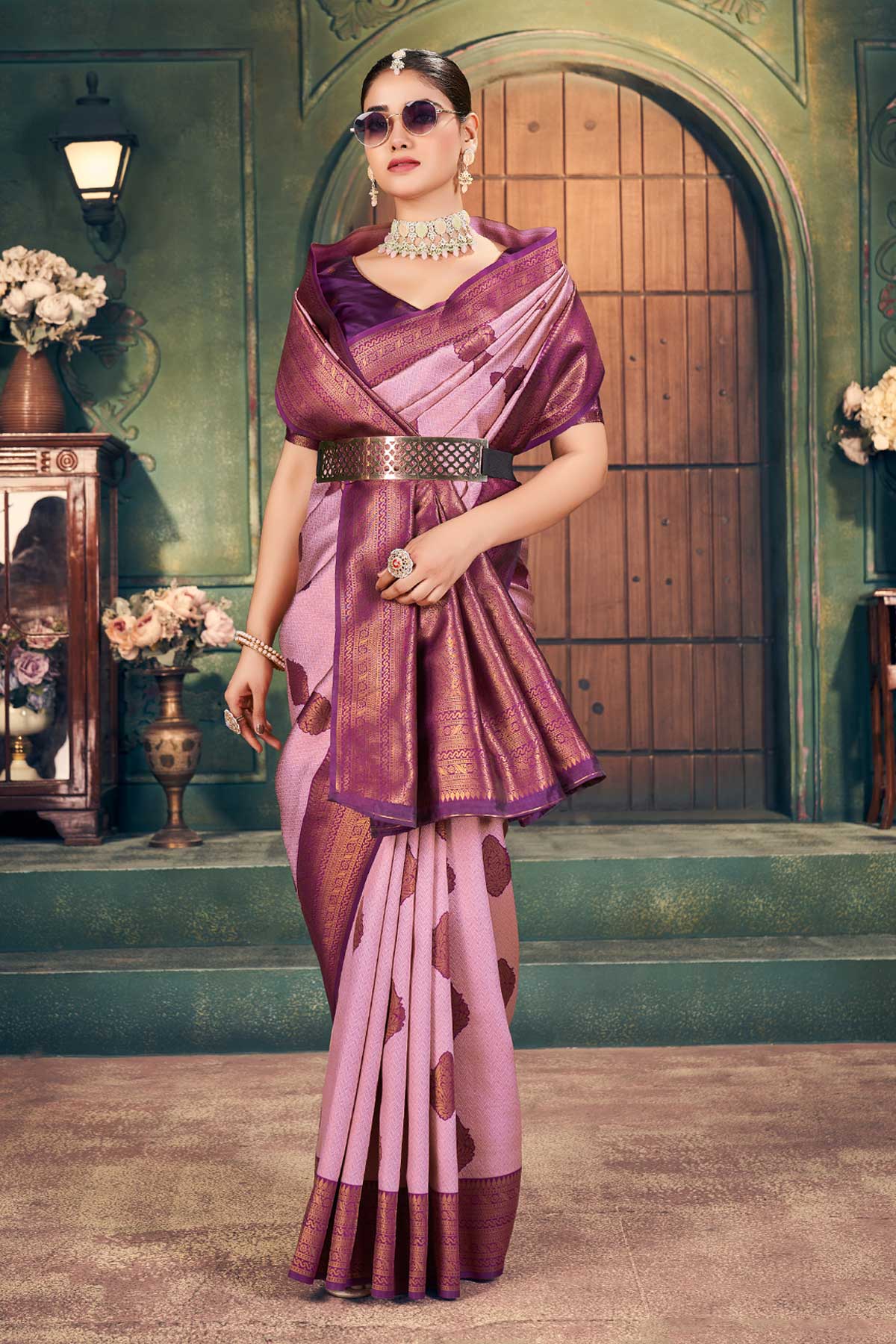 Light Purple Silk Zari Saree