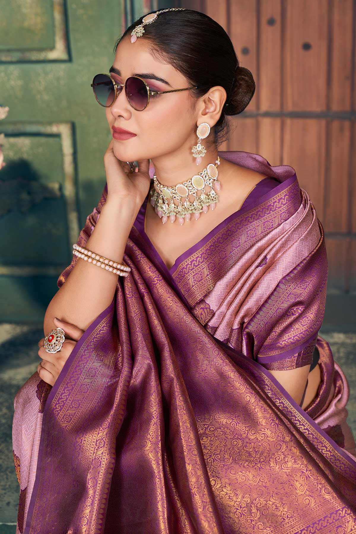 Light Purple Silk Zari Saree
