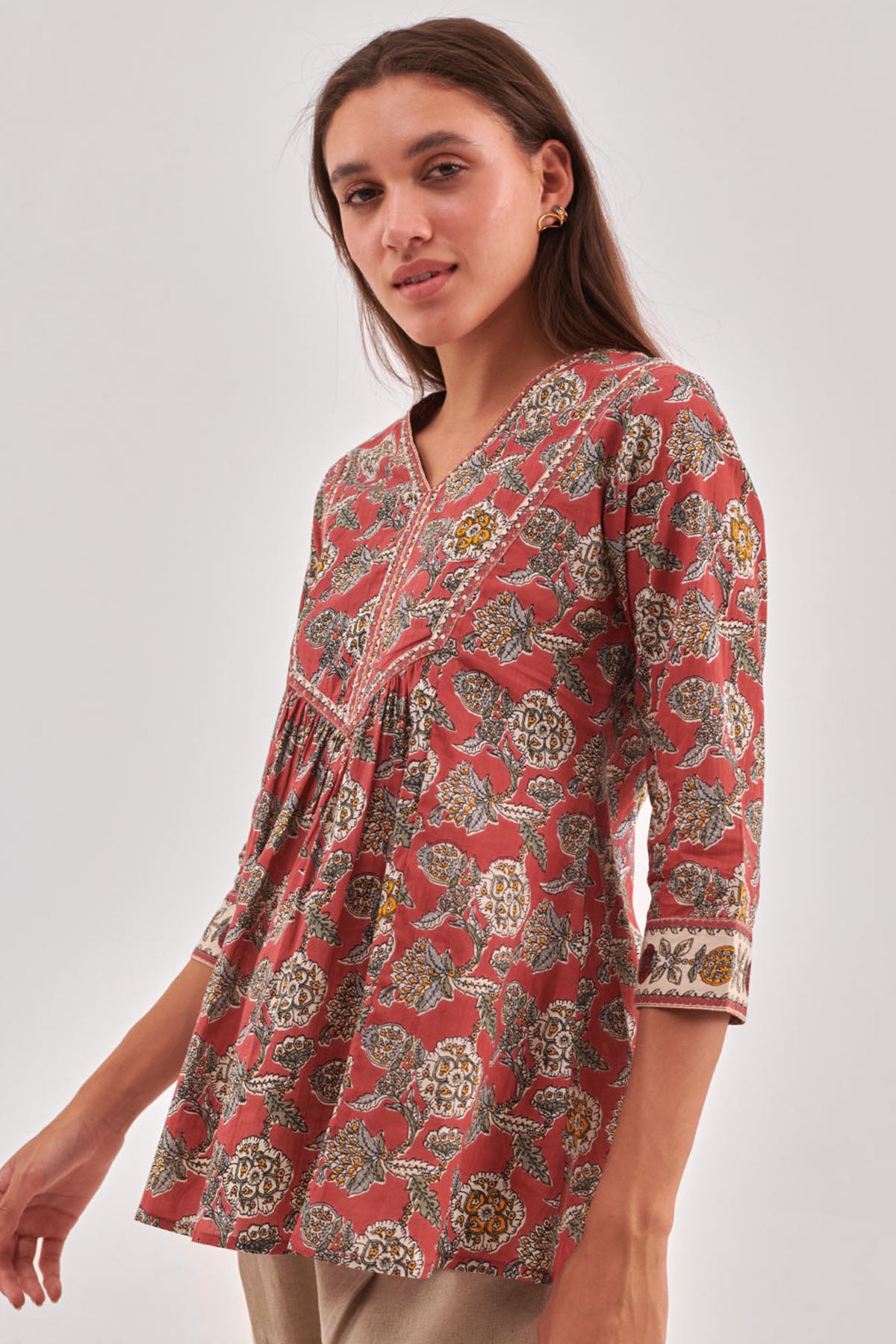 Light Red Floral Adda Work Top