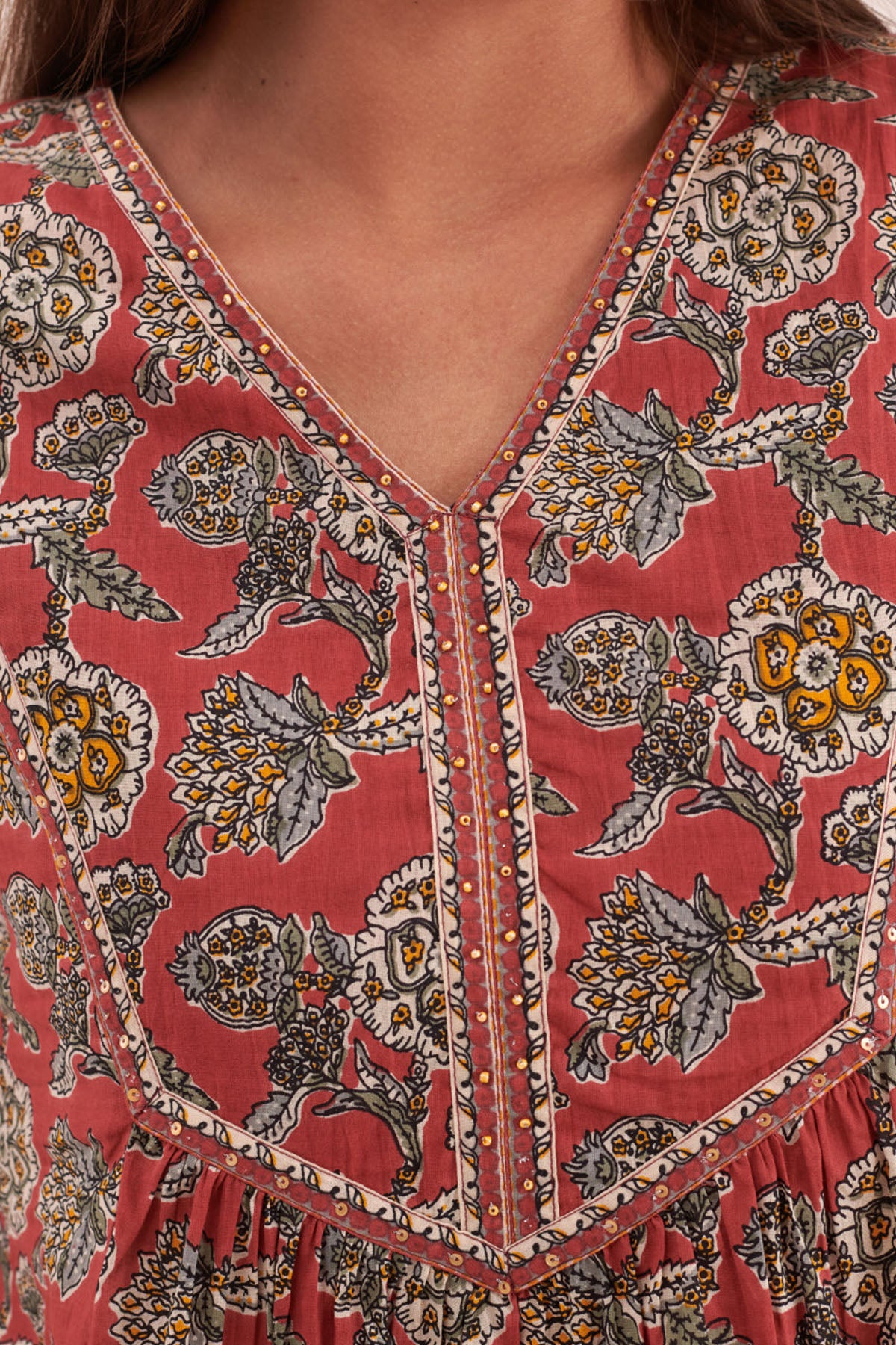 Light Red Floral Adda Work Top
