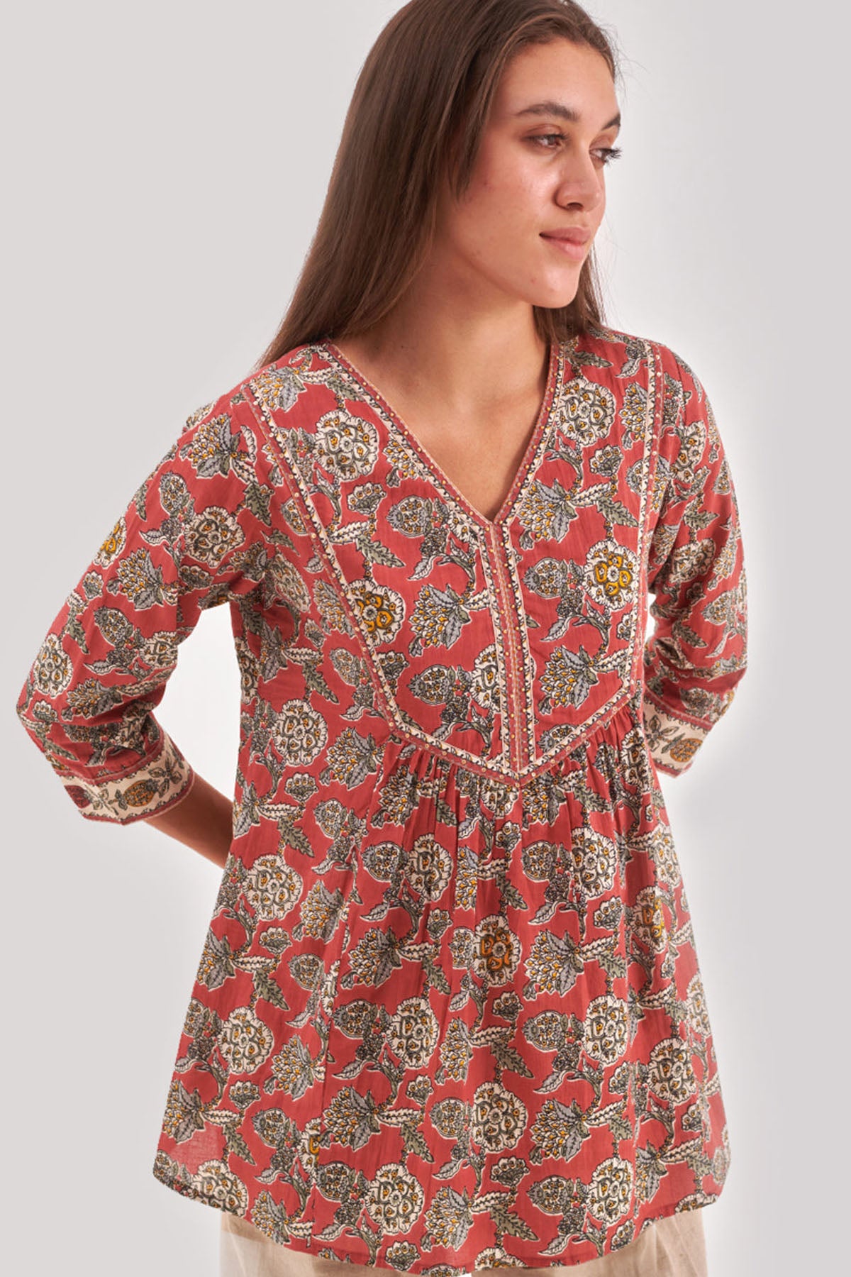 Light Red Floral Adda Work Top