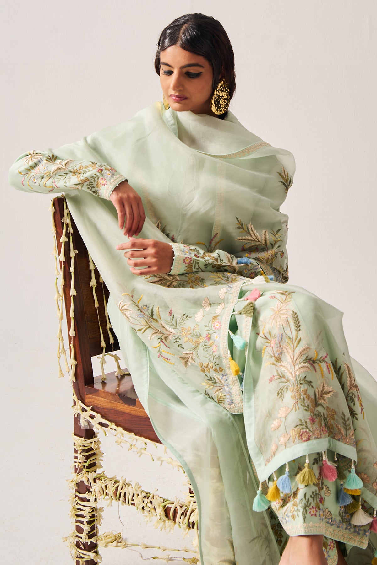 Light Sage Chanderi Kurta Set