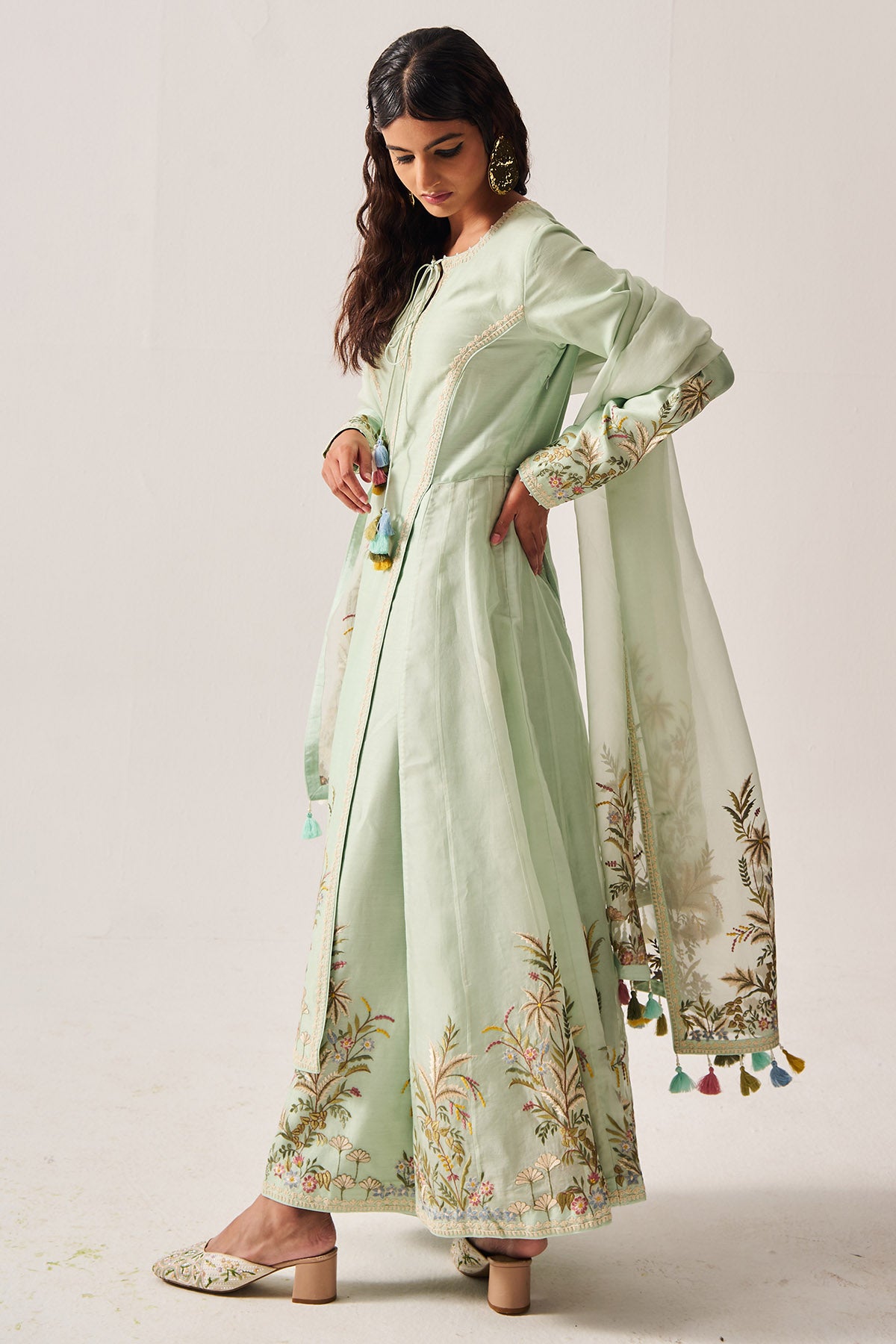 Light Sage Chanderi Kurta Set