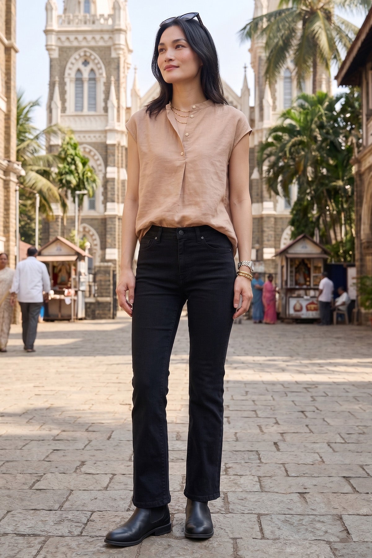 Buy Light Taupe Cotton Button Top for women by Sneha B online available at scrollnshops