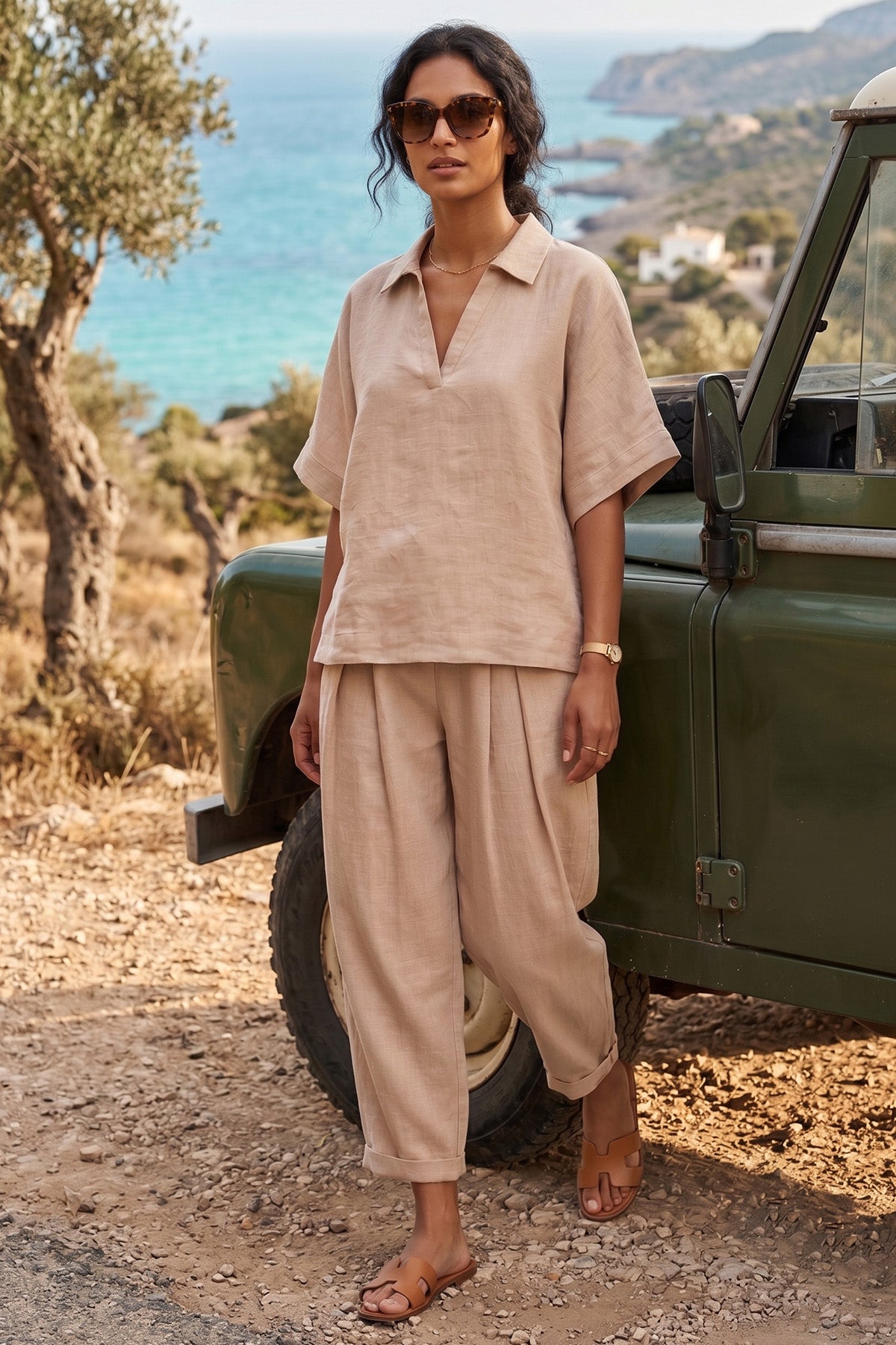 Light Taupe Half Sleeves Top