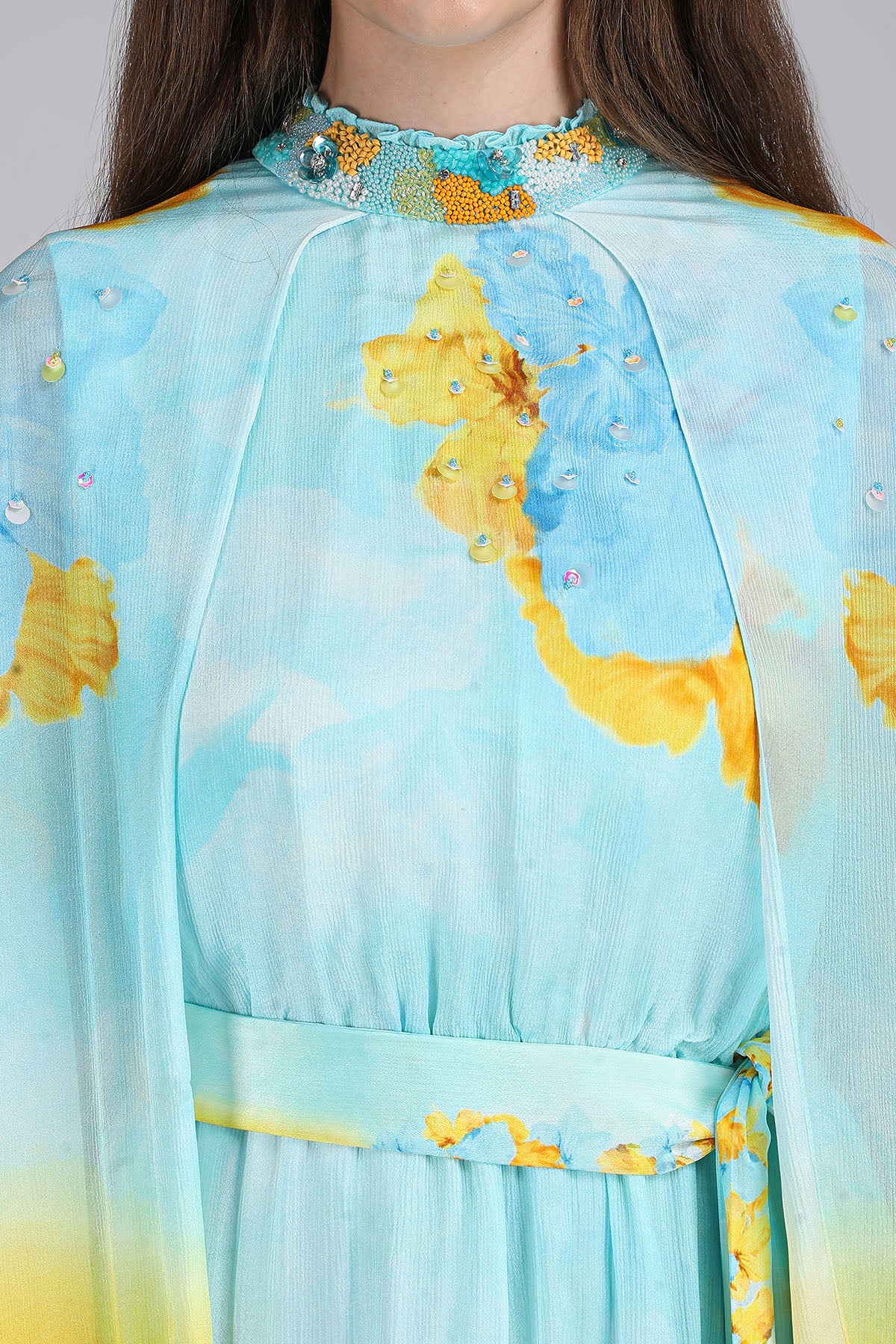 Light Teal Embroidered Dress