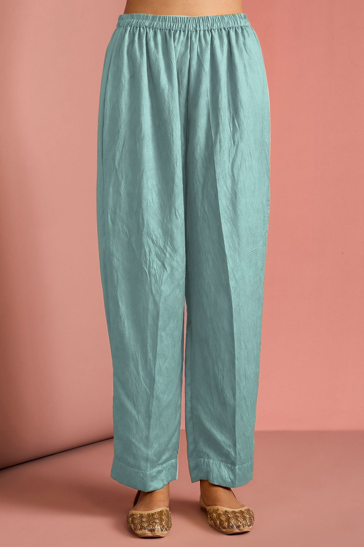 Light Teal Opara Silk Kurta Set