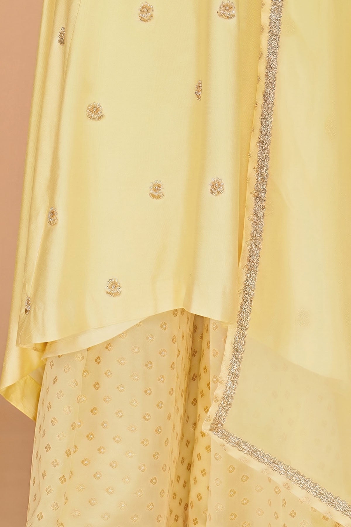 Light Yellow Sequins Kurta Set