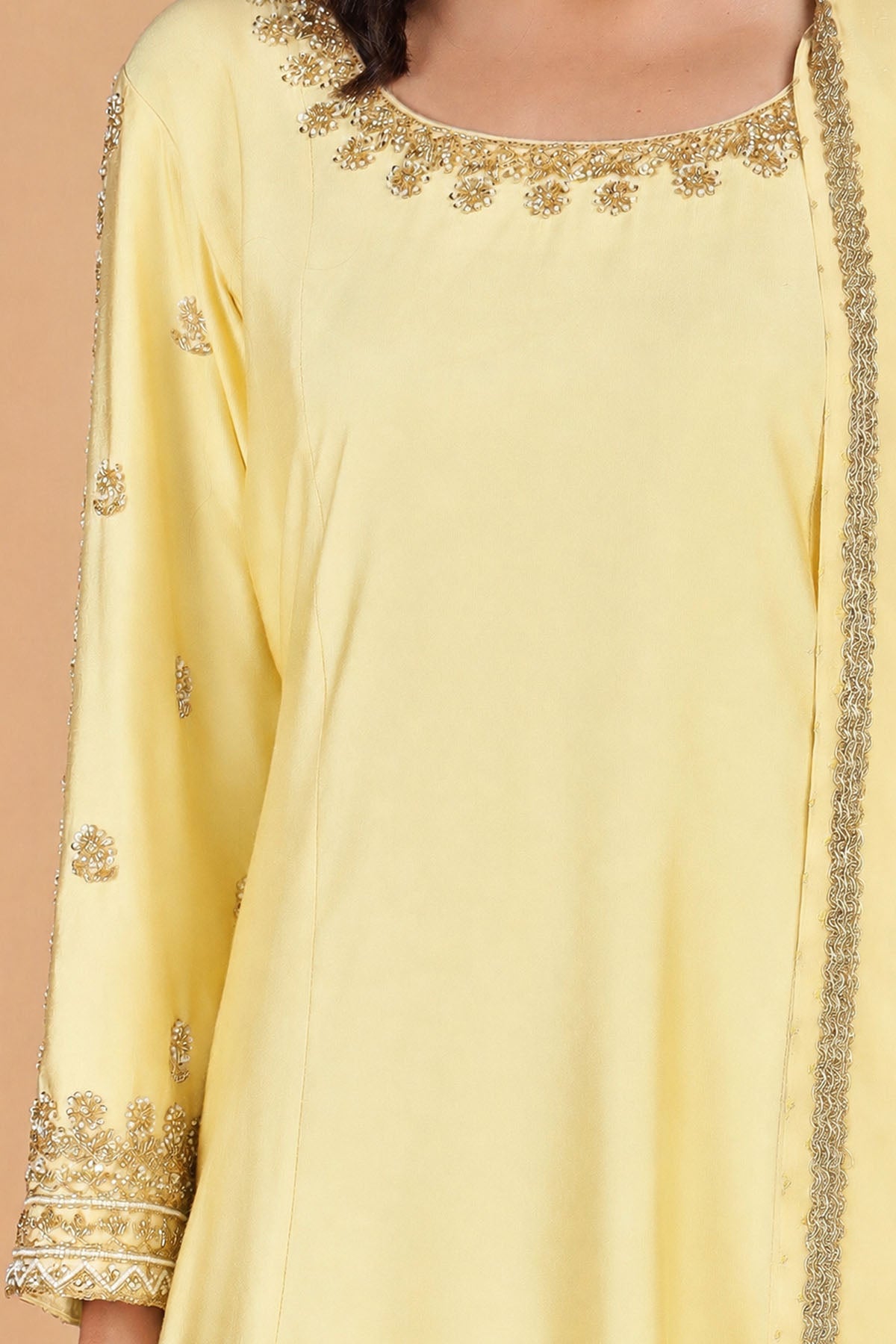 Light Yellow Sequins Kurta Set
