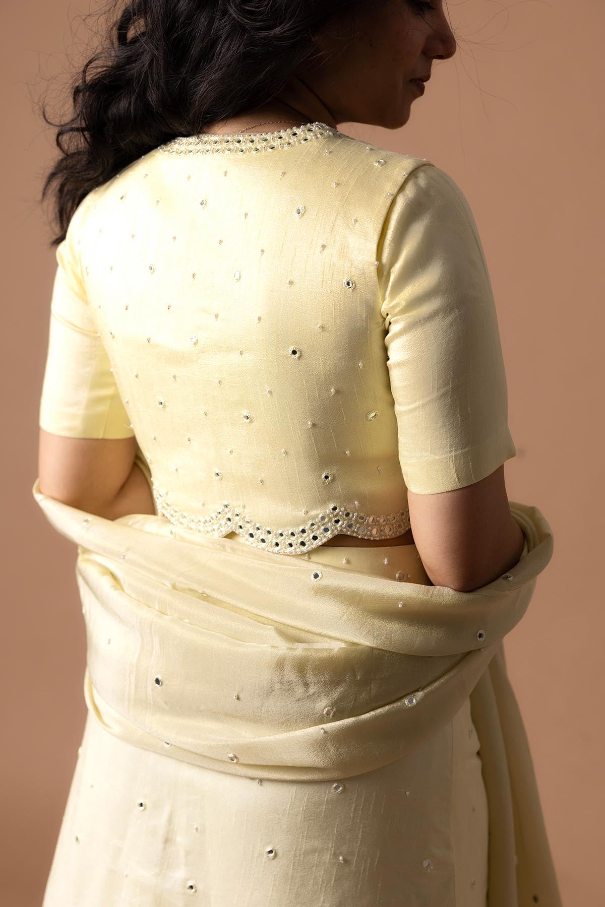 Light Yellow Zari lehenga Set