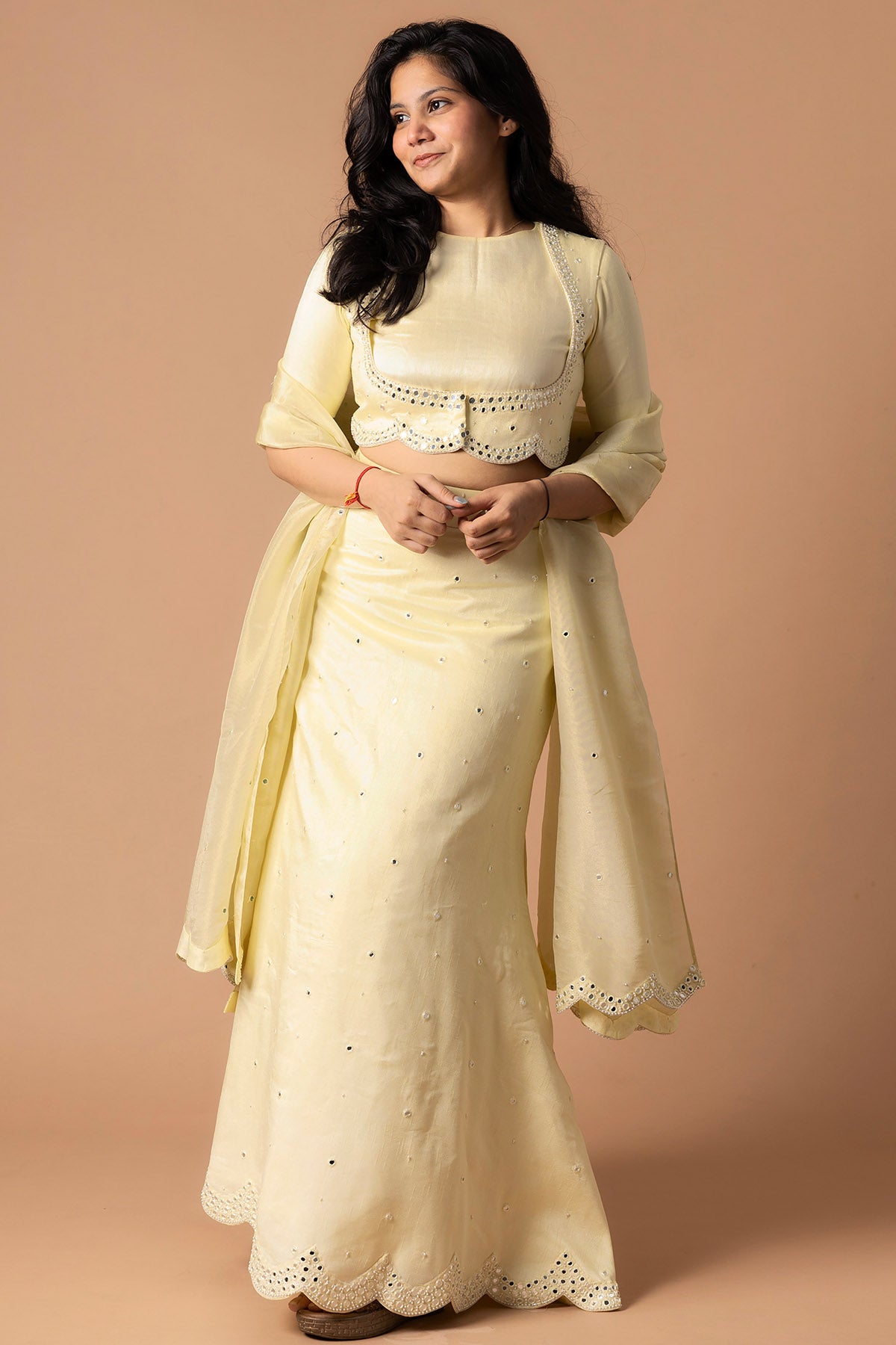 Light Yellow Zari lehenga Set