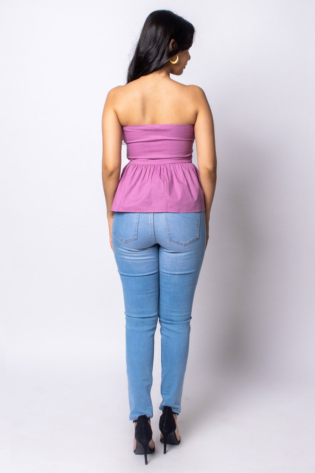 Lilac Cotton Peplum Tube Top