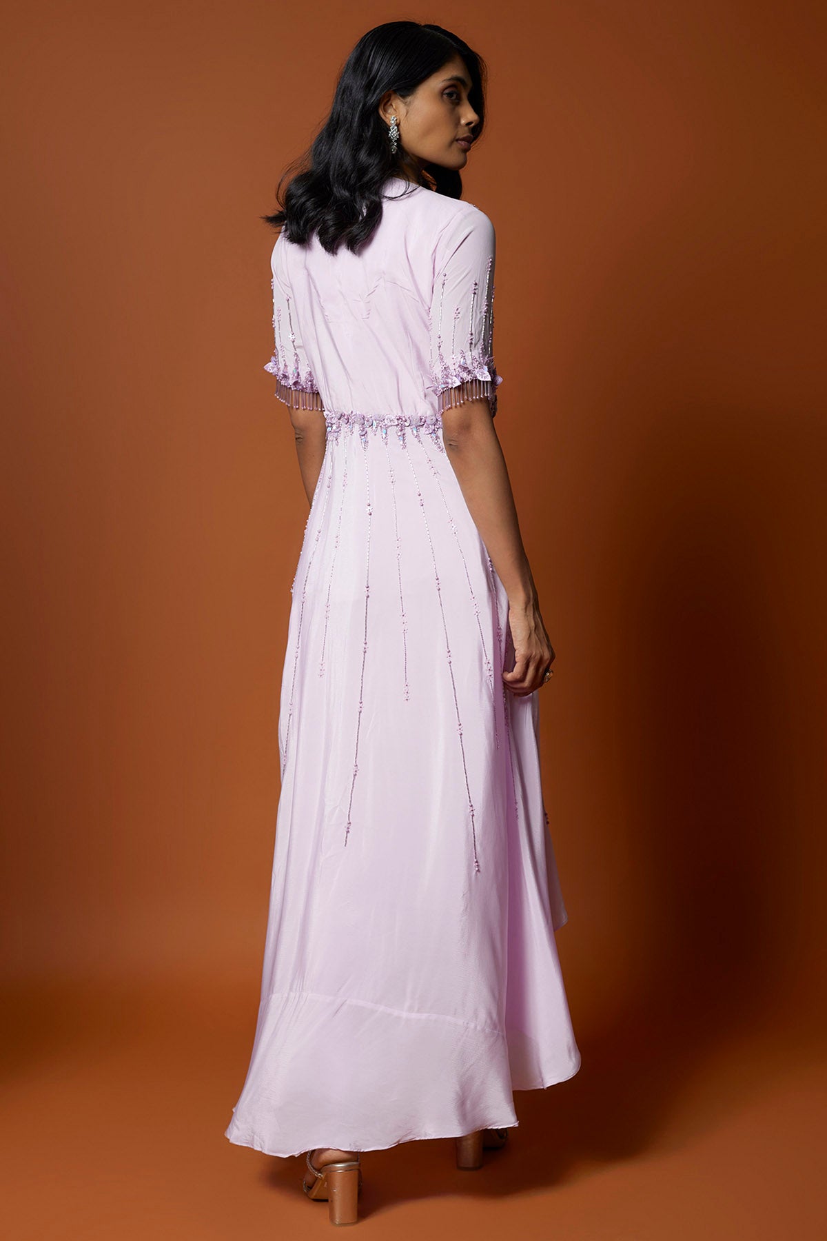 Lilac Embroidered Jacket Set