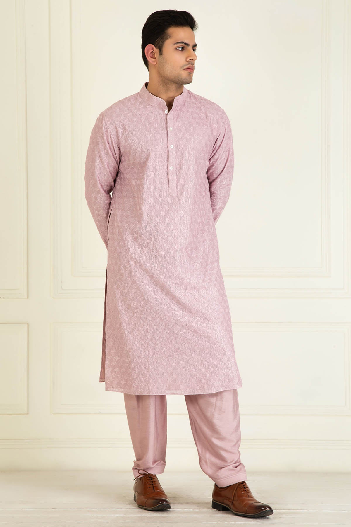 Lilac Embroidered Kurta Set