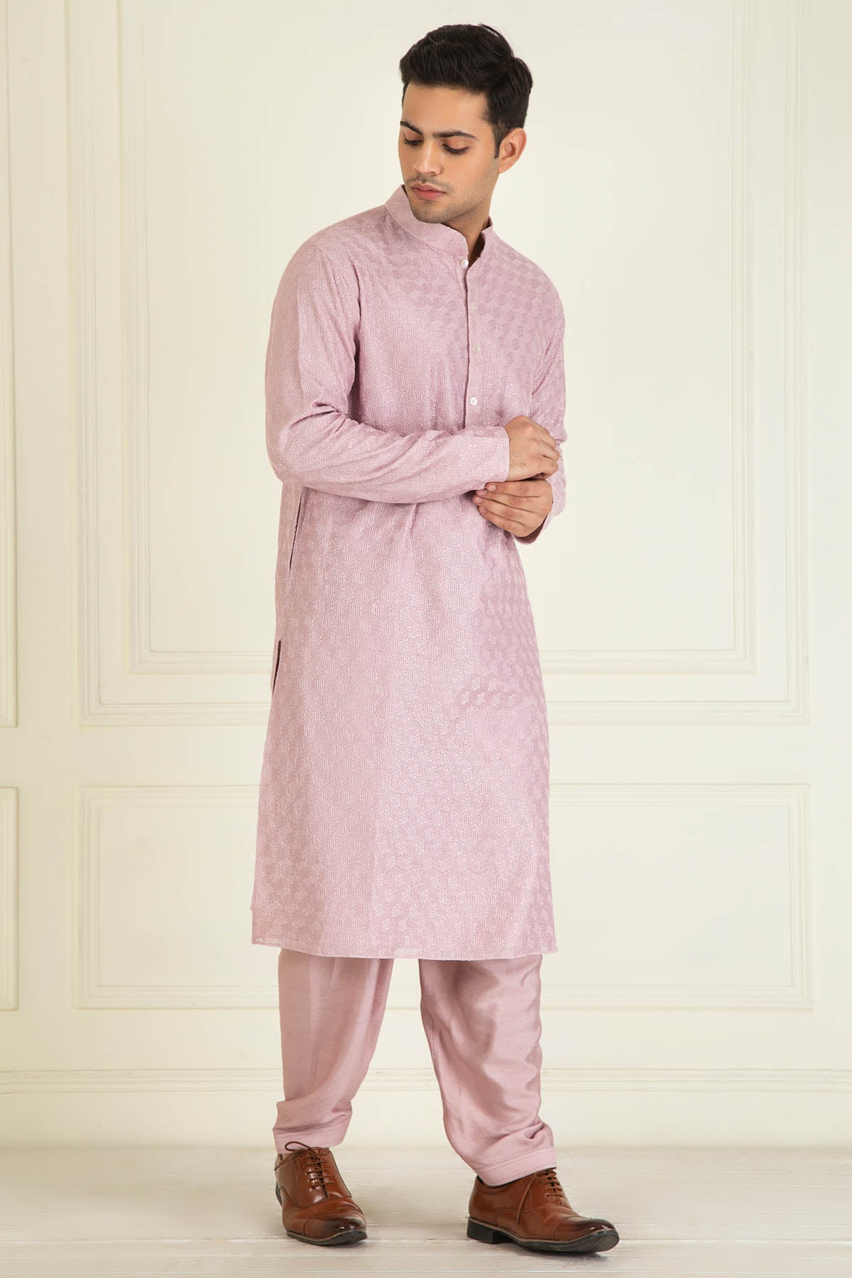 Lilac Embroidered Kurta Set
