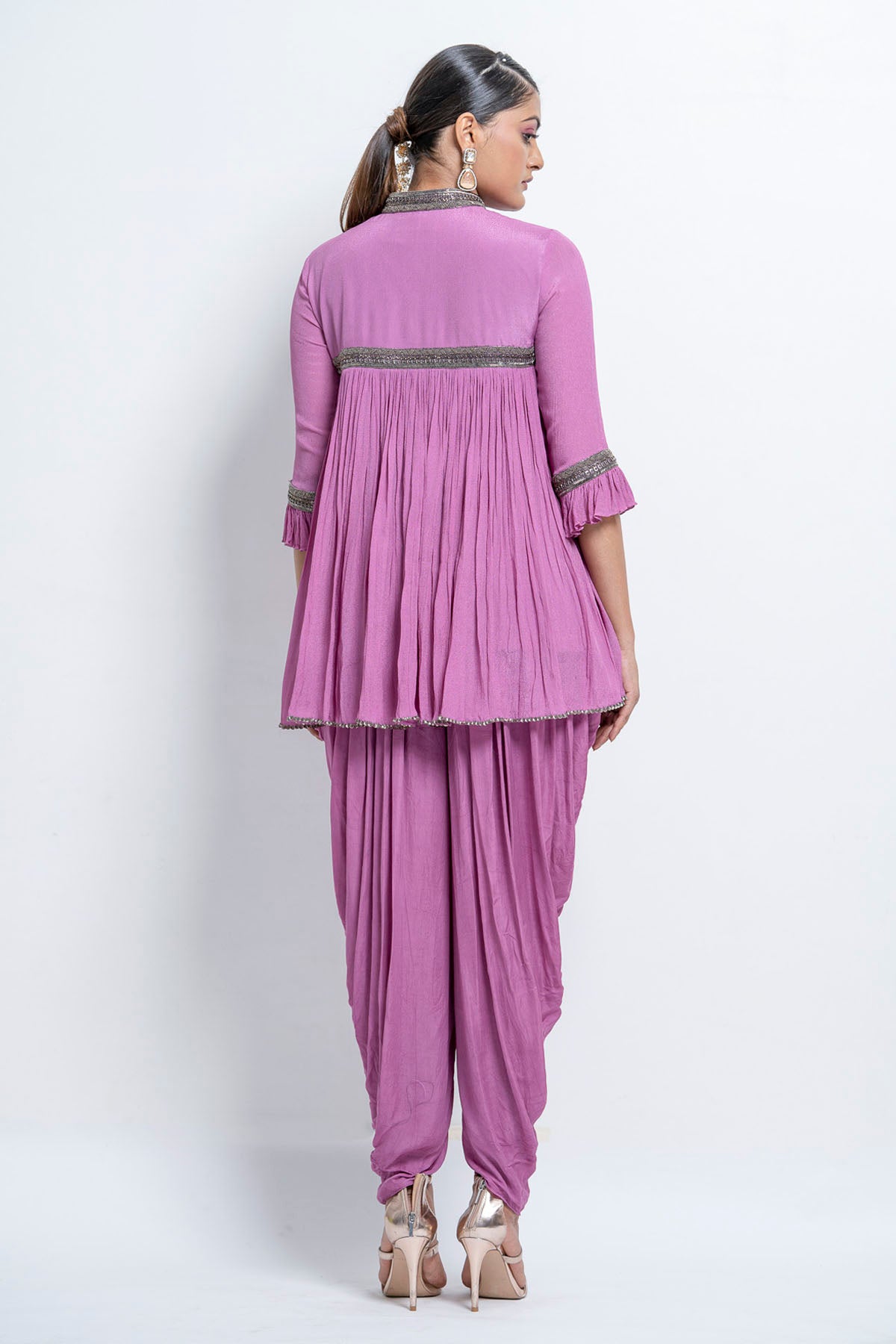 Lilac Gathered Top & Dhoti Set