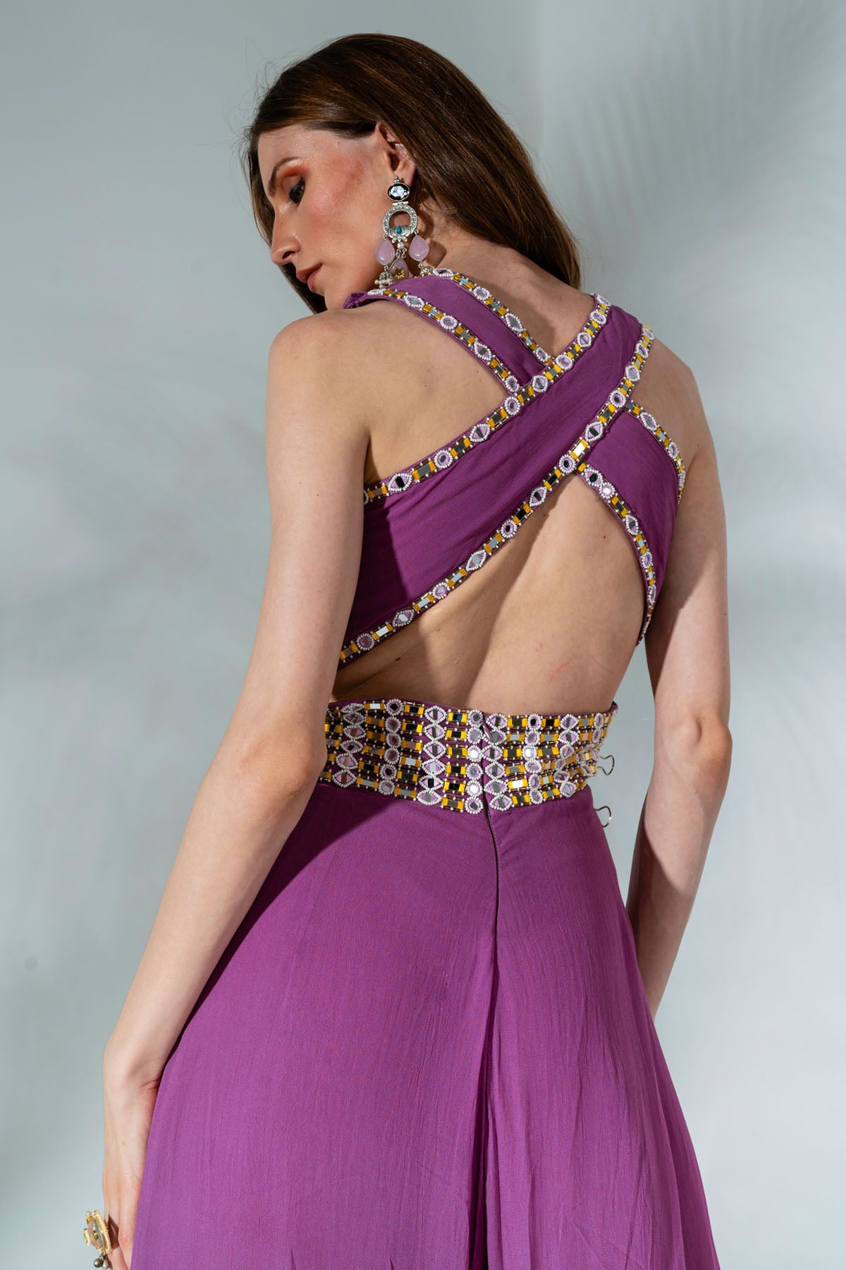 Lilac Georgette Cutdana Jumpsuit