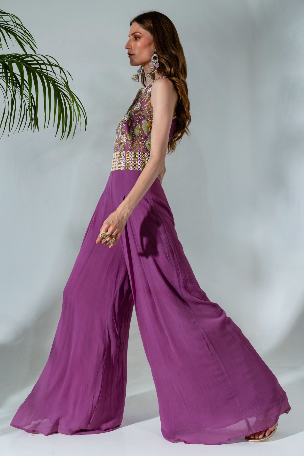 Lilac Georgette Cutdana Jumpsuit