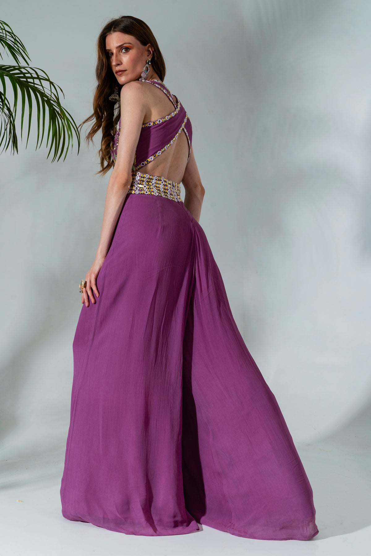 Lilac Georgette Cutdana Jumpsuit