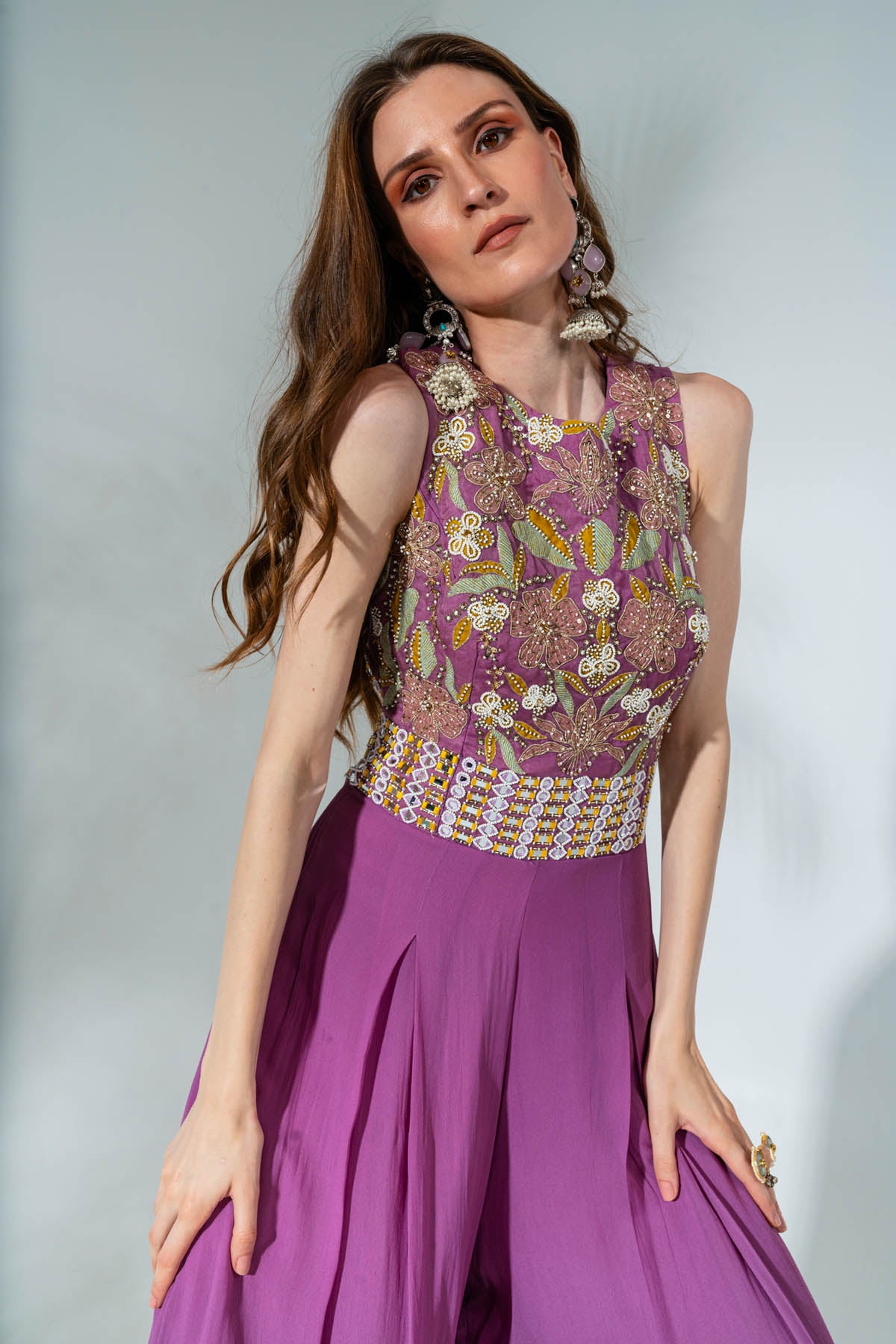 Lilac Georgette Cutdana Jumpsuit