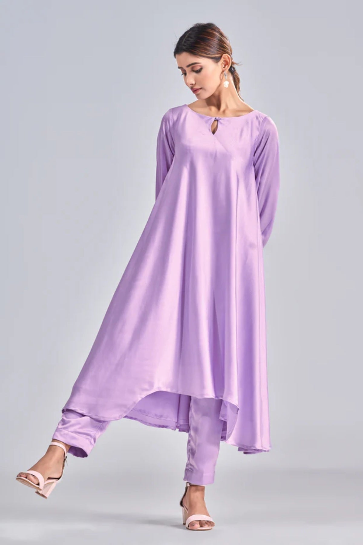 Eesha Gupta Lilac Asymmetric Tunic & Pants for men online at ScrollnShops