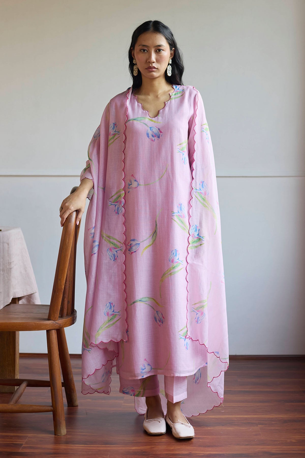 Buy Lilac Chanderi Resham Kurta Set by Juanita by Shubhda for women online at ScrollnShops