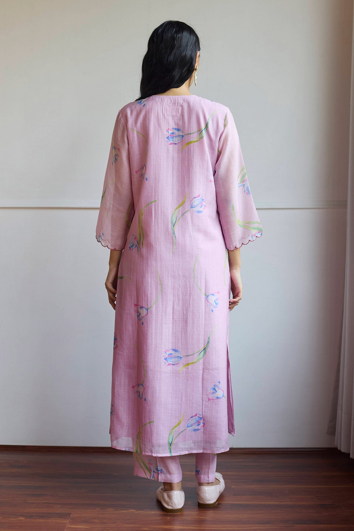 Lilac Chanderi Resham Kurta Set