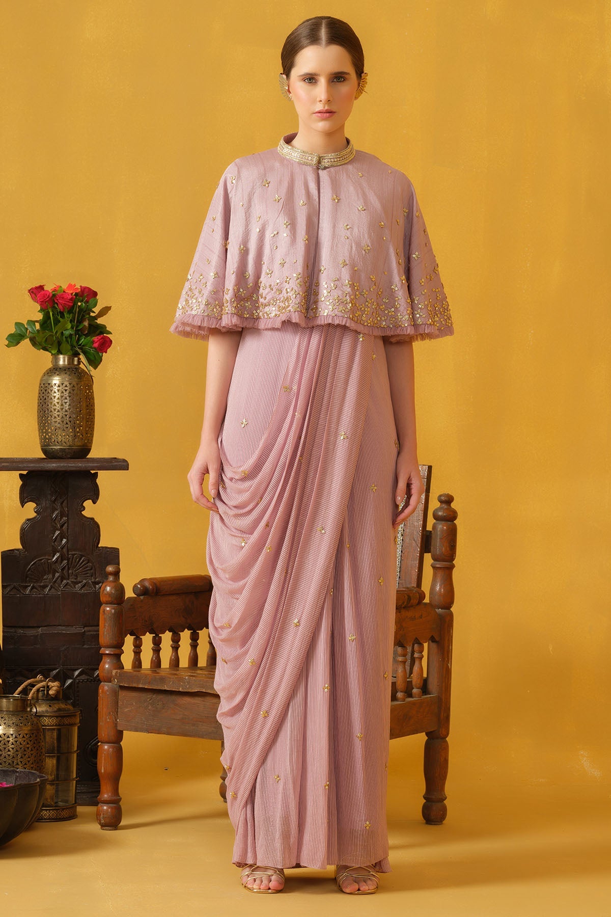 Buy Lilac Concept Saree And Capelet for women by Abstract By Megha Jain Madaan online available at scrollnshops