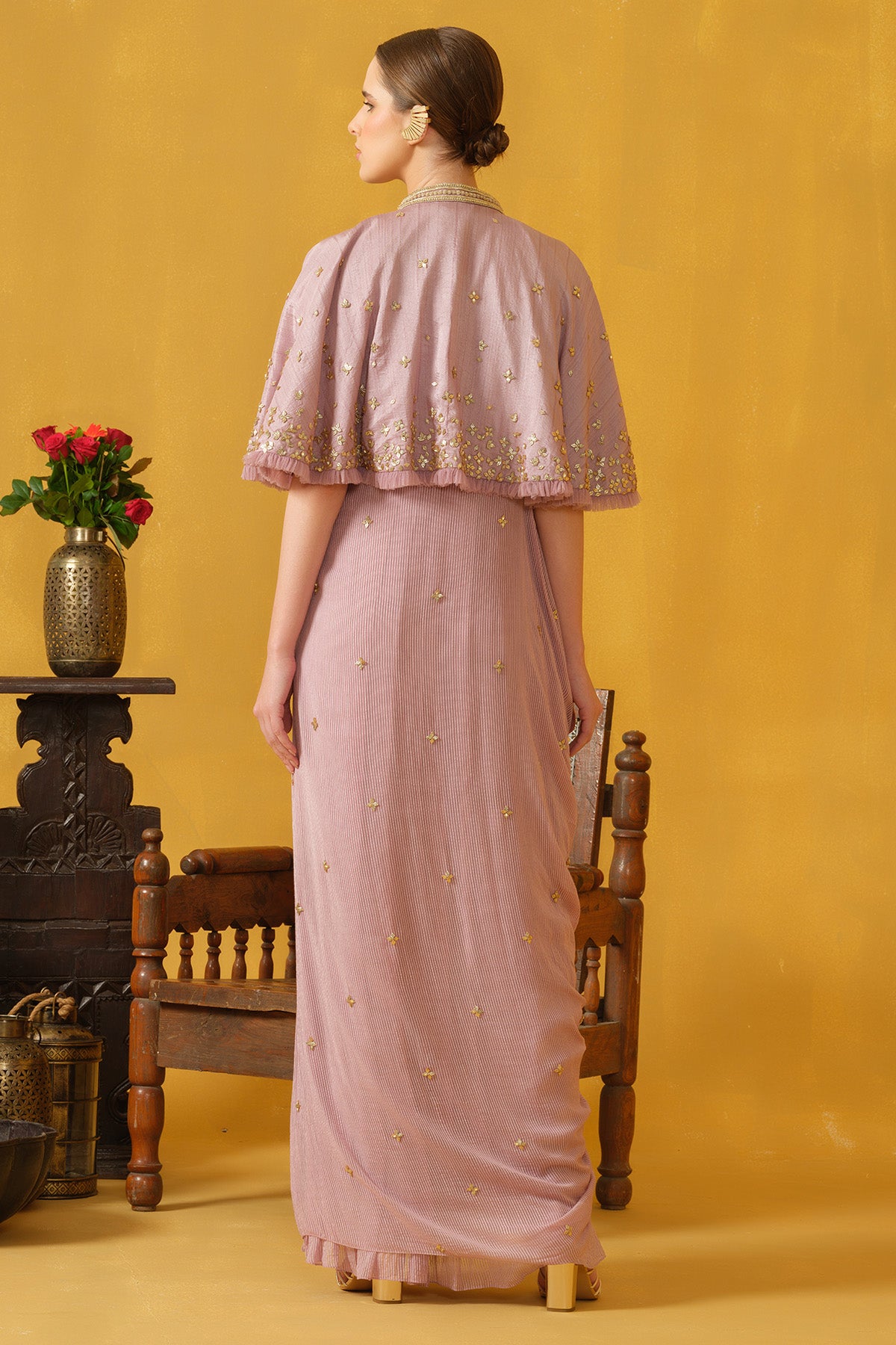 Lilac Concept Saree And Capelet