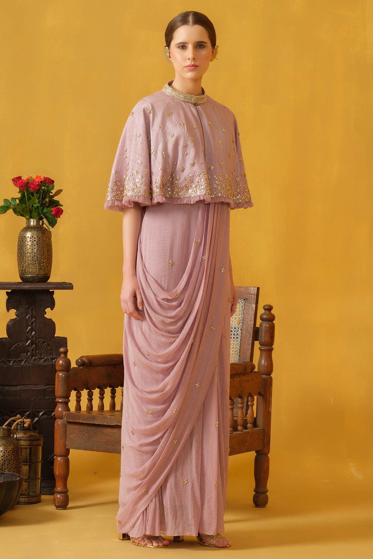 Lilac Concept Saree And Capelet