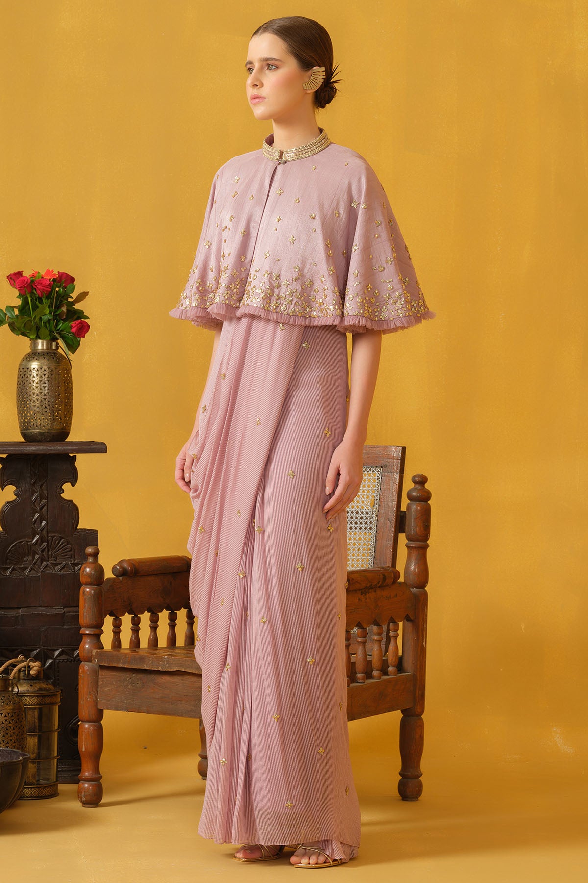 Lilac Concept Saree And Capelet