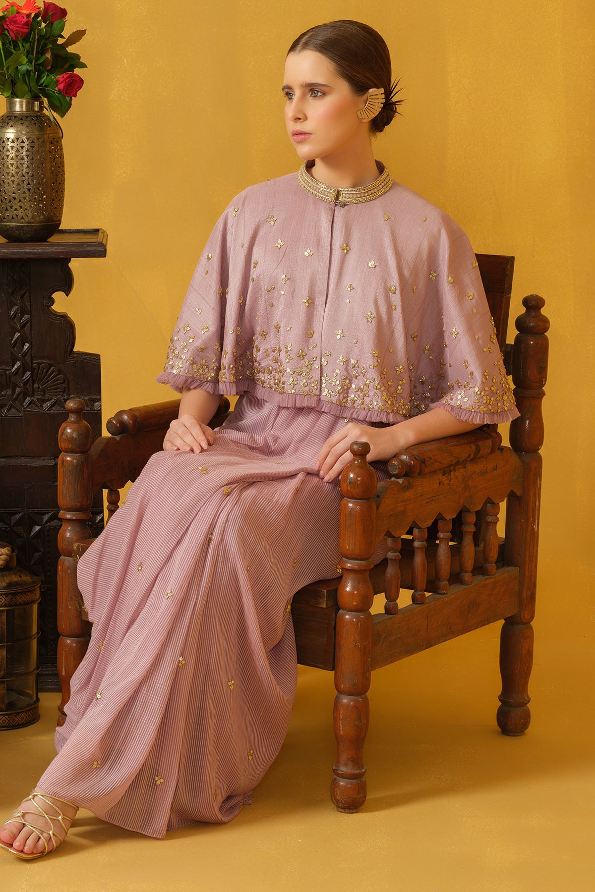 Lilac Concept Saree And Capelet