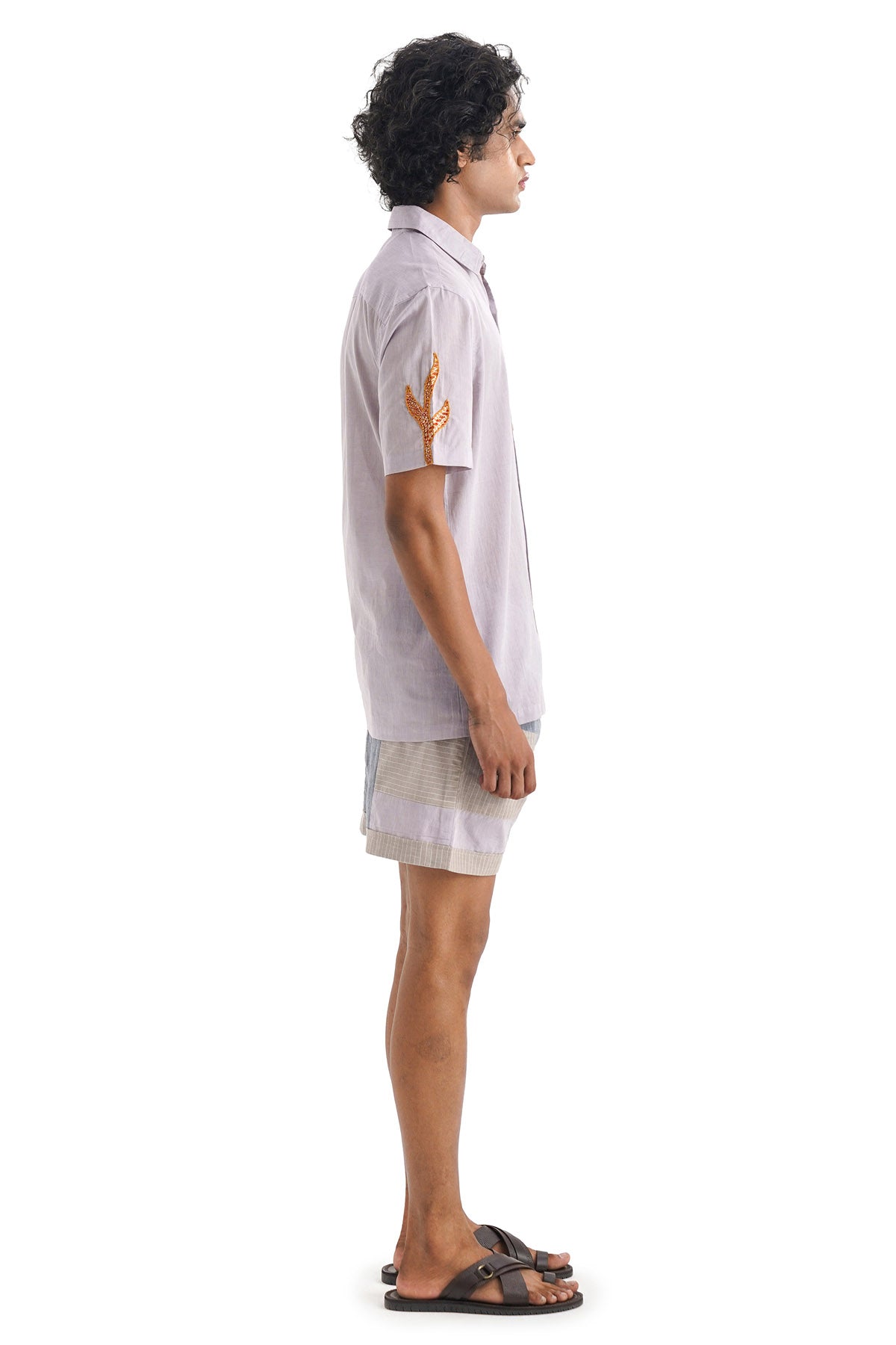 Lilac Cotton Leaf Applique Shirt