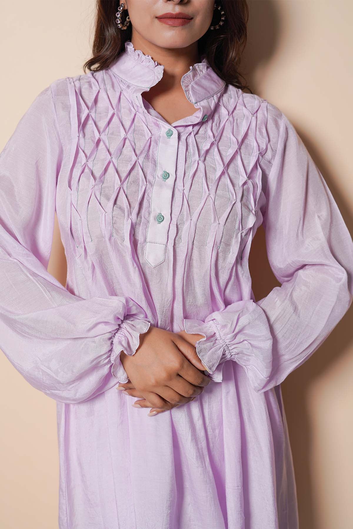 Lilac Cotton Silk Tunic & Pants