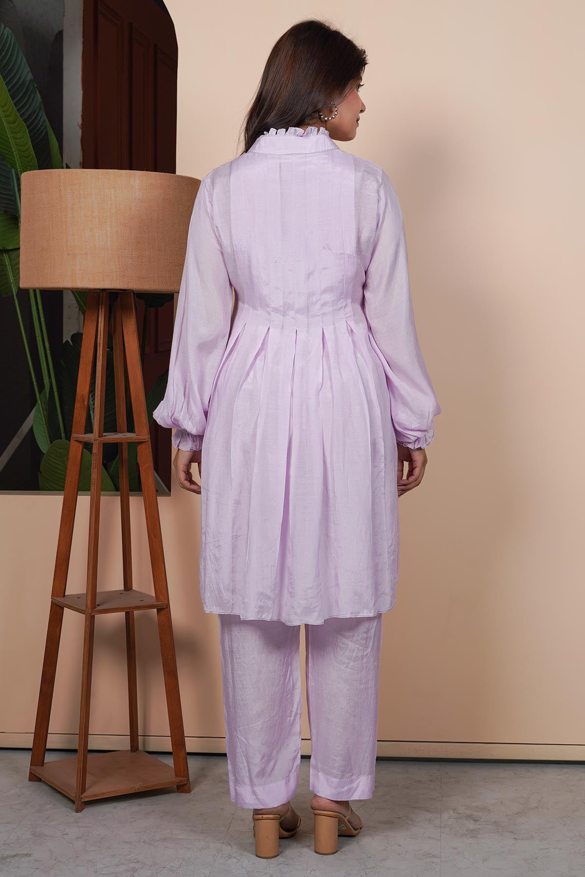 Lilac Cotton Silk Tunic & Pants