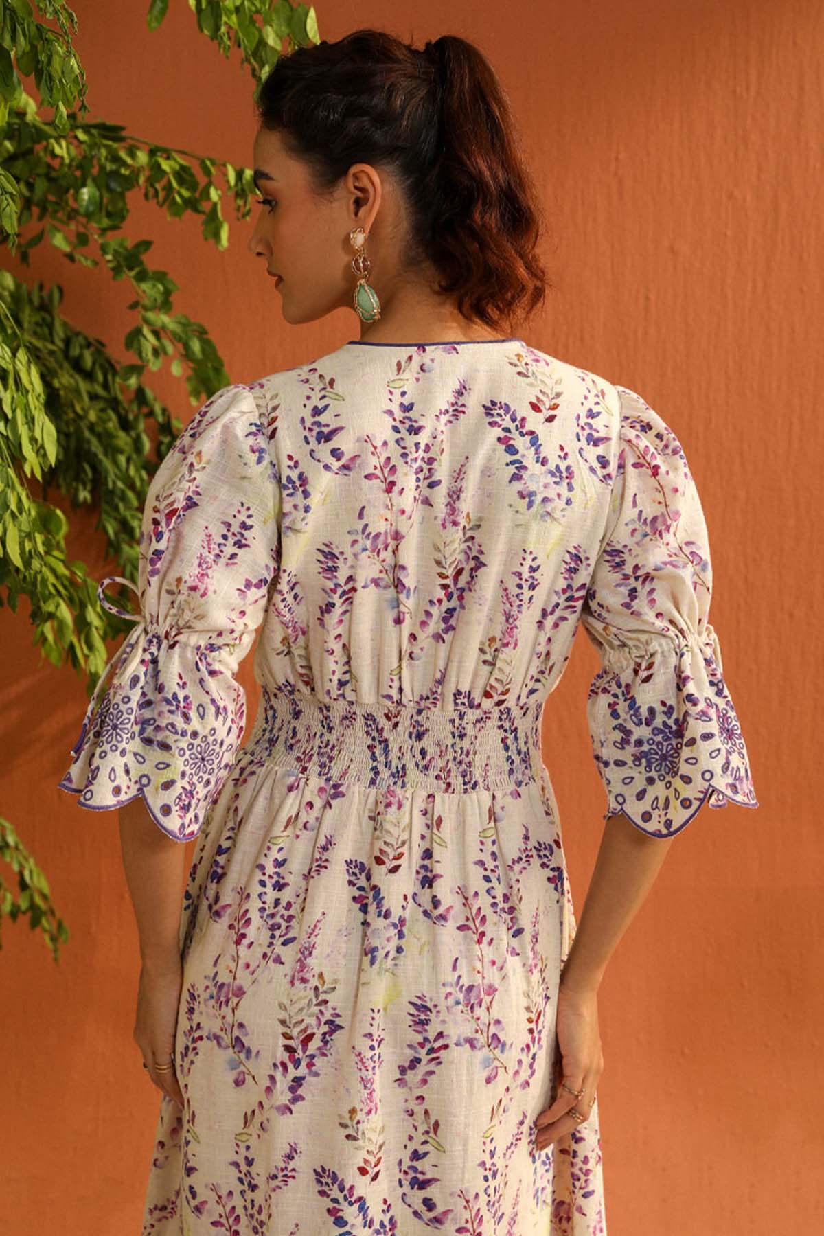 Lilac Digital Print Midi Dress