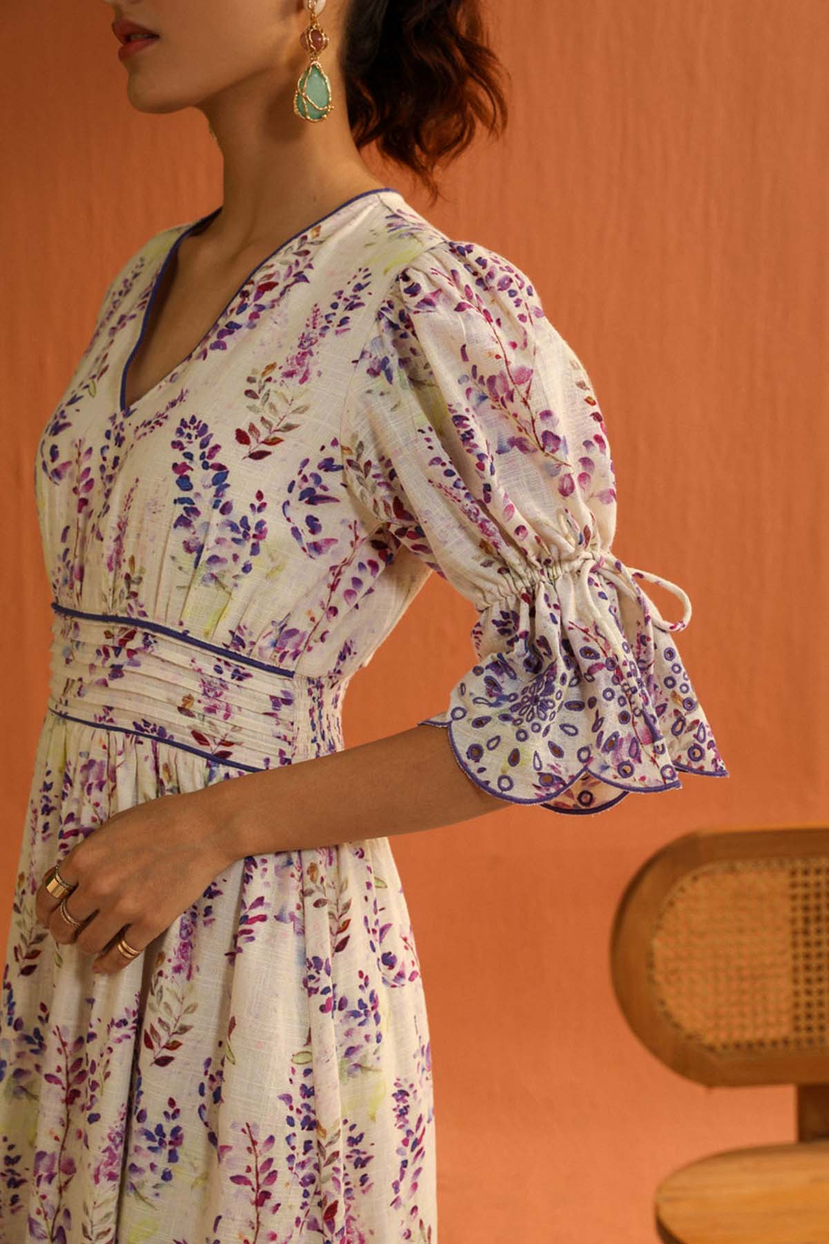 Lilac Digital Print Midi Dress